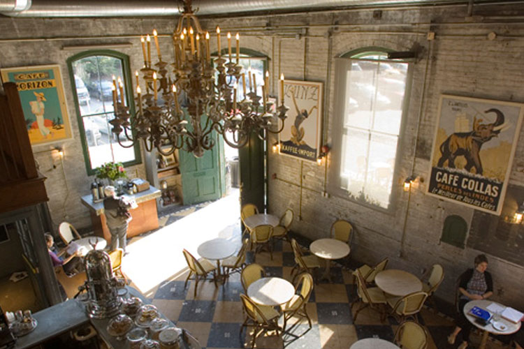 Interior view of Balzacs Cafe venue space in Toronto that can be rented