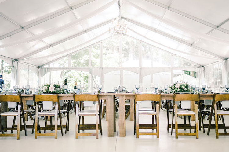 Northbrook Farm Wedding Venue - Table and decor set up inside tent