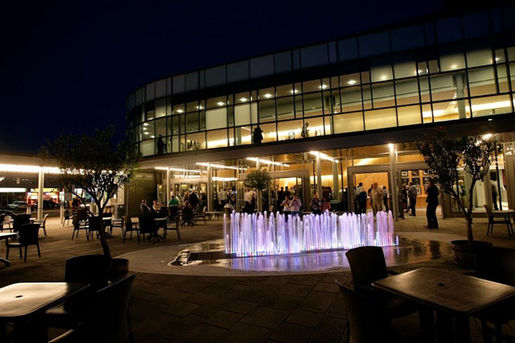 Outside at nighttime looking at the Richmond Hill Centre for the Performing Arts